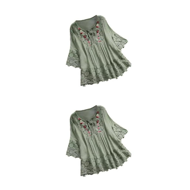 Camisa de moda Sonducket para mujer Blusa vintage de fibra verde M verde METRO