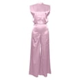 thumbnail image 4 of Tqcoqu Jumpsuits for Women Trendy Loose Cap Sleeves Backless Wide Leg Pants Jumpsuit Business Party Sets Clothes,Pink,Women's XS-XL, 4 of 9