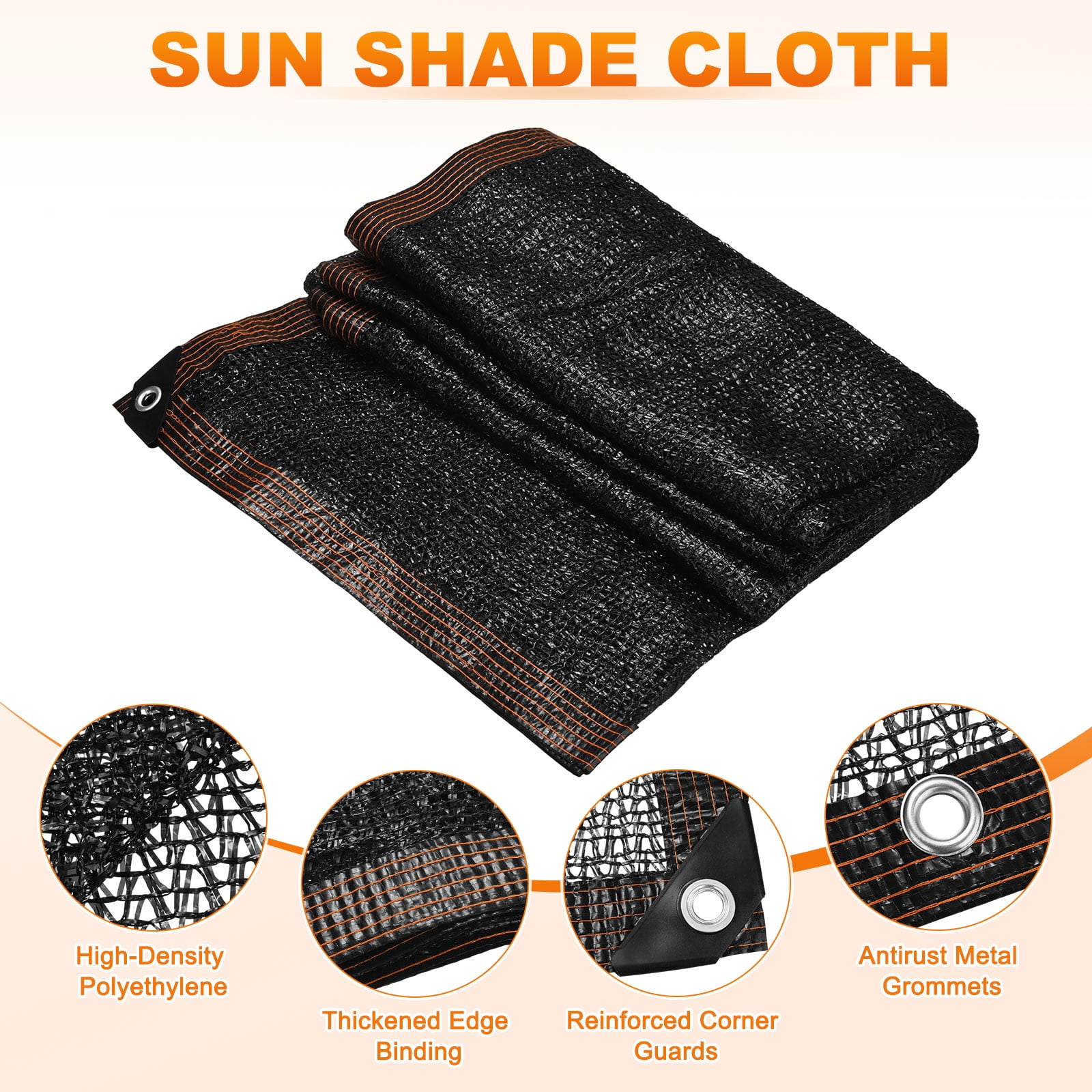 Uxcell 40% Sun Shade Cloth for Garden, HDPE 10x13 FT Sun Shade Net with Reinforced Grommets for Patio/Greenhouse [Black]