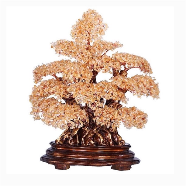 Árbol de la fortuna de citrino for interiores, árbol de dinero de cristal for decoración de oficina, bonsái con árbol de la suerte Feng Shui