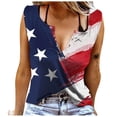 thumbnail image 2 of Pitauce Womens 4th of July Patriotic Tank Tops American Flag Button V-Neck Sleeveless T-Shirt Summer Casual Tanks, 2 of 6