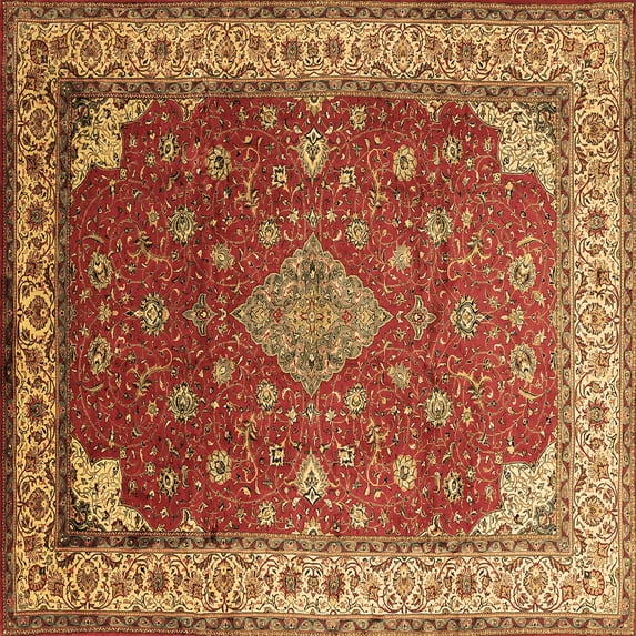 Ahgly Company Indoor Square Medallion Brown Traditional Area Rugs, 4' Square