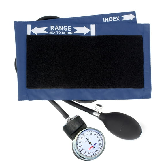 Dixie Ems Deluxe Aneroid Sphygmomanometer Blood Pressure Set W/Adult Cuff, Carrying Case and Calibration Tool - Navy