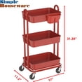thumbnail image 2 of Rolling Utility Cart, artículos para el hogar sencillos de 3 niveles con cubo para colgar, 2 of 6