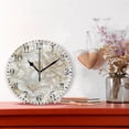 thumbnail image 2 of 10" Artistic Round Wall Decorative Desk Clock Wall Clock Home Decor 3D Beige Floral, 2 of 7