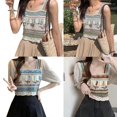 thumbnail image 2 of Vintage Embroidery Flower Hollow Out Top for Women Short Sleeve Blouses Square Neck T, 2 of 4