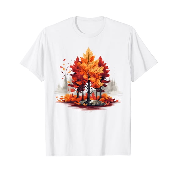 Nature, autumn with Trees Design White T-Shirt