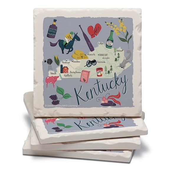 Thirstystone Kentucky Home State Tumbled Tile Coaster 4-Pack