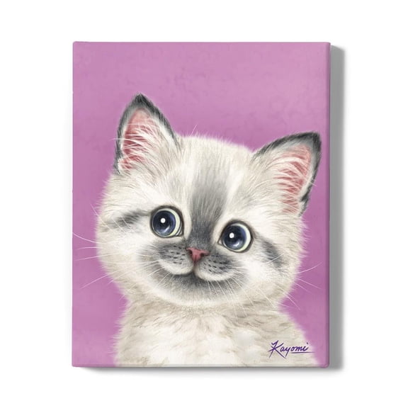 Happy Kitten Wrapped Canvas  -Kayomi Harai Designs,