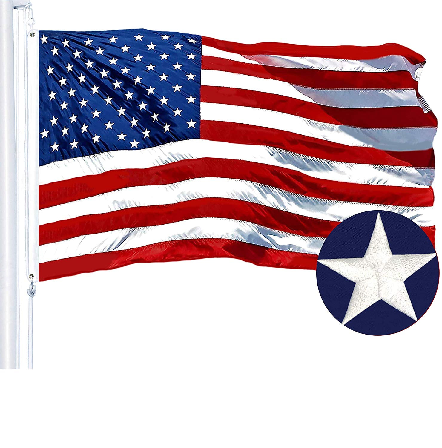 USA 4X6 Ft American Flag Embroidered Nylon Deluxe Stars Sewn US Stripes MADE IN USA 4X6 Ft American Flag Embroidered Nylon Deluxe Stars Sewn US Stripes MADE IN