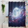 thumbnail image 3 of Moon Explosion Shower Curtain Set, Waterproof Shower Curtains for Bathroom, Modern Abstract Art Galaxy Universe Washable Fabric Cloth Bath Curtain for Bathtub Decoration with Hooks 72x78 Inches, 3 of 9