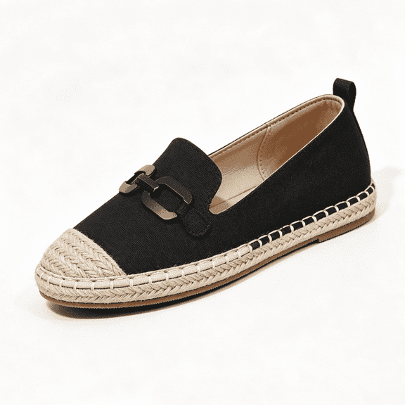 Rexoro Women Loafers Woven Toe Chain Comfort Flat Slip On Shoes Casual Holiday