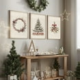 thumbnail image 3 of 2D/FLAT 3pcs Set Unframed Vintage Christmas Wreath Pine Tree Rustic Poster Xmas Festival Wall Art Canvas Print Minimalist Farmhouse cottagecore Decor Winter Holiday Retro Painting for Apartment, Liv, 3 of 4