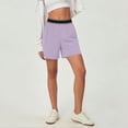 thumbnail image 6 of LangJing Yoga Shorts for Women Dressy 2026 Summer Casual Wide Leg Shorts Elastic High Waisted Business Work Short with Pockets Purple,XXL, 6 of 7