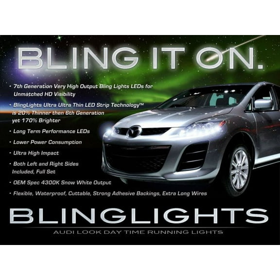 New Mazda CX-7 CX-9 LED DRL Head Light Strips Day Time Running Lamp Kit