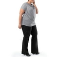 thumbnail image 4 of Wright's Women's Plus Size Draped Front Cowl Neck Short Sleeve Blouse Top, Size 1X-5X, 4 of 7