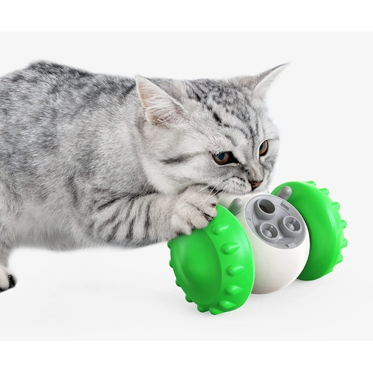 SWENTER Automatic Pet Slow Feeder Treat Ball, Cat Dog Toy for Pet Increases  IQ Interactive, Adjustable Dog Treat Dog Ball Dispensing Dog Toys（Green）
