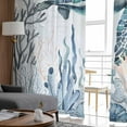 thumbnail image 4 of Coastal Sea Turtle Semi Sheer Curtains 84 Inch Length 2 Panels Set, Summer Ocean Coral Conch Sheer Kitchen Curtain Privacy Voile Window Curtain for Living Room Bedroom Rod Pocket Drapes, 4 of 7