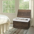 thumbnail image 6 of Wicker Storage Basket with Lid, 42.3 Gallon (160L) Large Blanket Basket with Lid, Woven Storage Bin with Handles, Removable Liner, Metal Frame, Foldable, for Bedroom, Laundry Room, Brown, 6 of 16