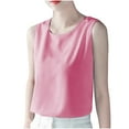 thumbnail image 2 of Tank Tops for Women under $5 Sleeveless Round-Neck Casual Oversize Solid Color Blouse Tank Pink L, 2 of 3