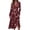 Wine, variant on Women's Autumn Winter Casual Fashion V-Neck Long-sleeved Floral Print Long Dress, Black, Size L