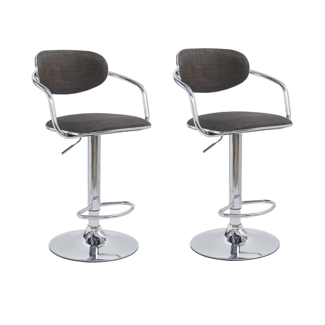 Set 2 Bancos Giratorios Respaldo Cocina Desayunador Barra Color Marrón