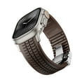 thumbnail image 3 of Silicone Watch Band Compatible with Apple Watch 42(Series 1/2/3)/44/45/46/49mm, Stainless Steel Silver Color Metal Folding Clasp, for iWatch Series 10 9 8 7 6 5 4 3 2 1 SE Ultra, Coffee, 3 of 7