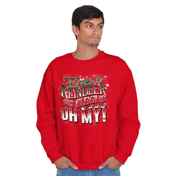 Xmas Elves Reindeer Sleighs Oh My Unisex Plus Fleece Graphic Sweatshirt Brisco Brands 2X