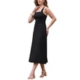 thumbnail image 4 of INSPIRE CHIC Tank Dress for Women Square Neck Sleeveless Zipper A Line Summer Casual Maxi Dresses L Black, 4 of 6