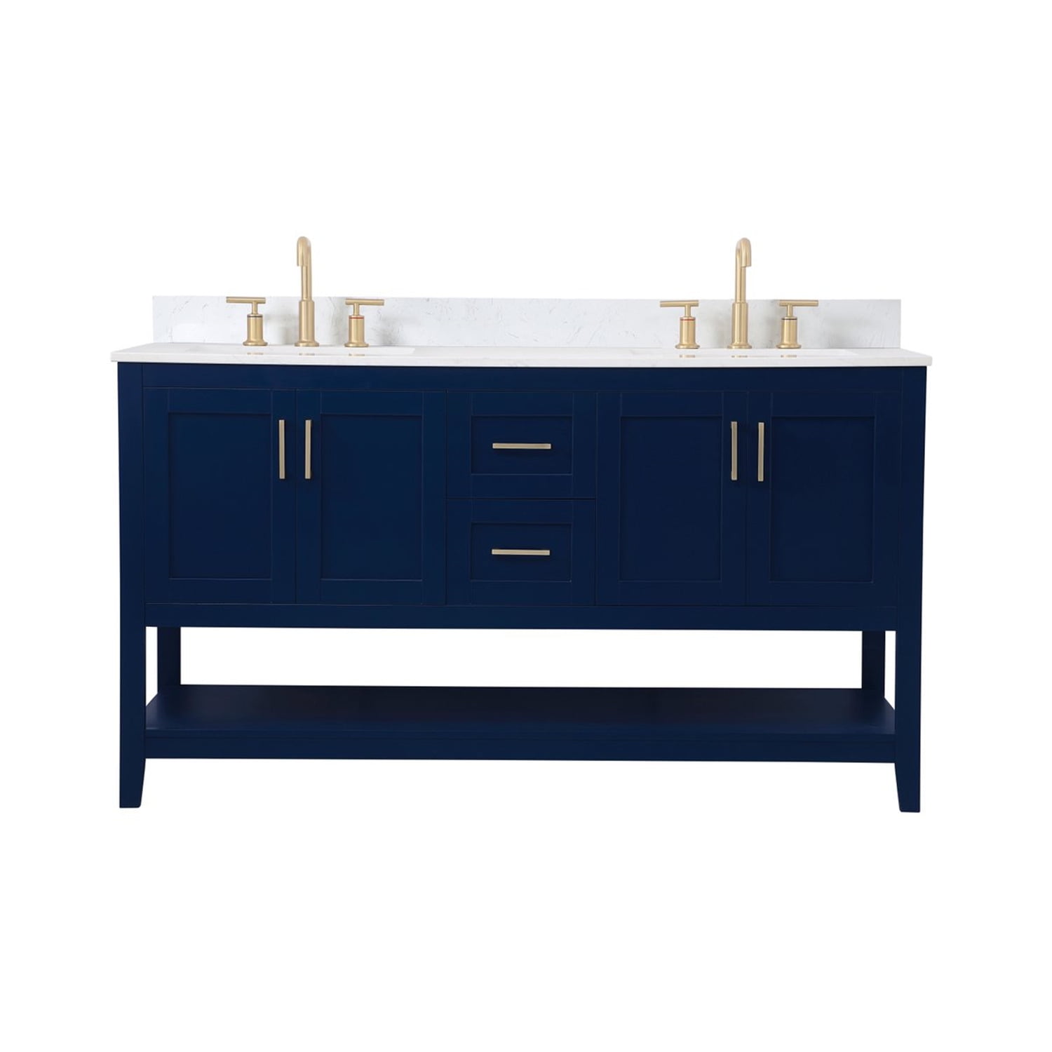 Elegant Decor 60 inch Double Bathroom Vanity in Blue with Backsplash