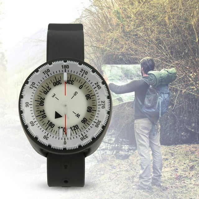 Diving Compass, 50 Meters Waterproof Strong Magnet Wrist Compass For Underwater Caving Expedition Blue,Yellow,Gray