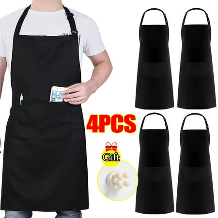 

Chef Apron for Men Professional Cooking Aprons for Women With Pockets Adjustable Black Aprons for Men Aprons Water & Oil Resistant(4PCS)