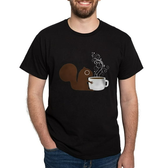 CafePress - Coffee Squirrel Dark T Shirt - Men's Classic Graphic Cotton T-Shirt