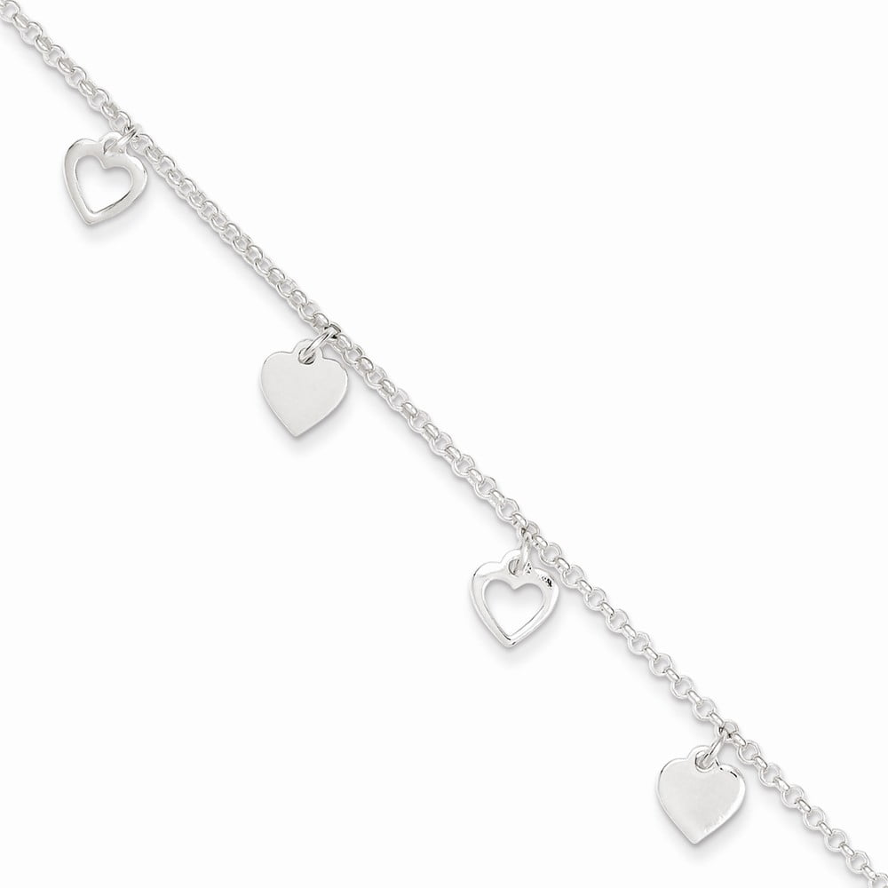 Bonyak Jewelry Sterling Silver Polished 9in w//1in ext Butterfly Anklet