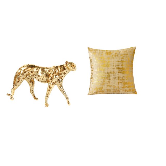 Figura de guepardo,Figura de guepardo dorado,adorno de escritorio moderno,Funda de almohada,Fundas de cojín para sofá cama,funda de almohada cuadrada,Funda de almohada Funda de cojín Funda