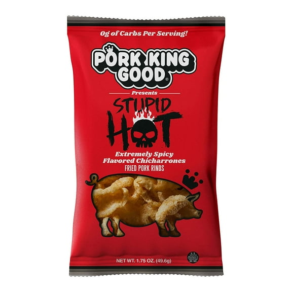 (Pack of 12), Pork King Good Stupid Hot Pork Rinds, 1.75 oz