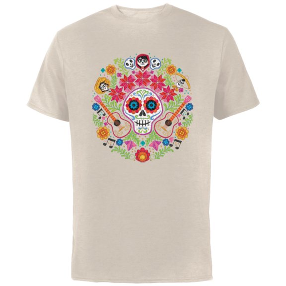 Disney PIXAR Coco Land of the Dead - Short Sleeve Cotton T-Shirt for Adults - Customized-Natural