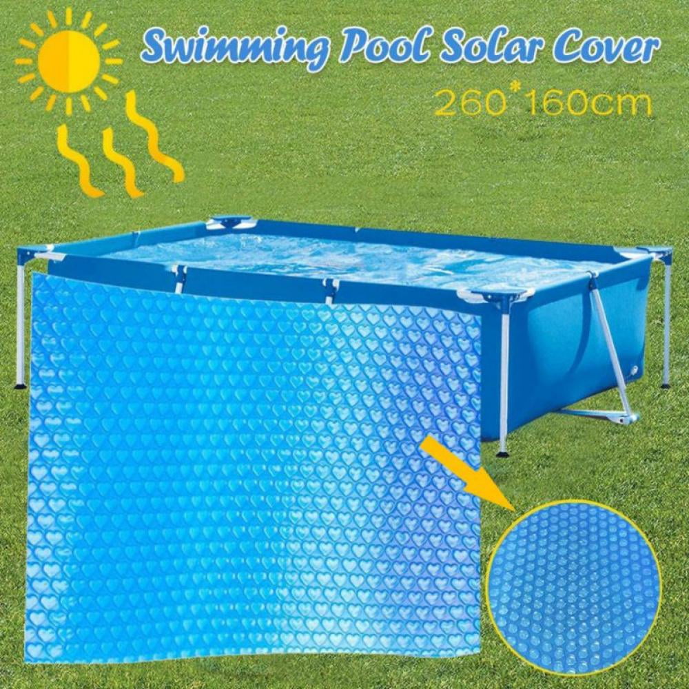 Blue Rectangle Solar Pool Cover,Dustproof Spa Pool Cover Heating Blanket for In-Ground and Above-Ground Swimming Pools Easy Set 