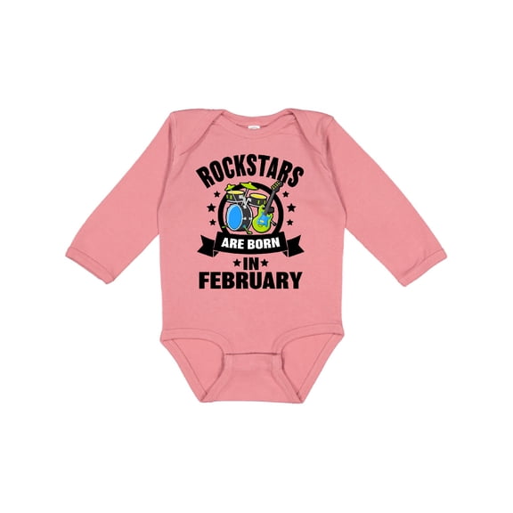 Inktastic Rockstars Are Born in February Birthday Boys or Girls Long Sleeve Baby Bodysuit