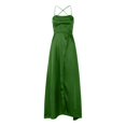 thumbnail image 4 of BOOMILK Party Dresses for Women Elegant Spaghetti Strap Slit Long Satin Dress With Pocket Wedding Cocktail Bridsmaid Dress, 4 of 6