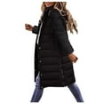 thumbnail image 4 of ICHUANYI Women's Fashion Lightweight Solid Long Sleeve Zip Up Water-Resistant Packable Hooded Fall Winter Puffer Jacket, 4 of 8