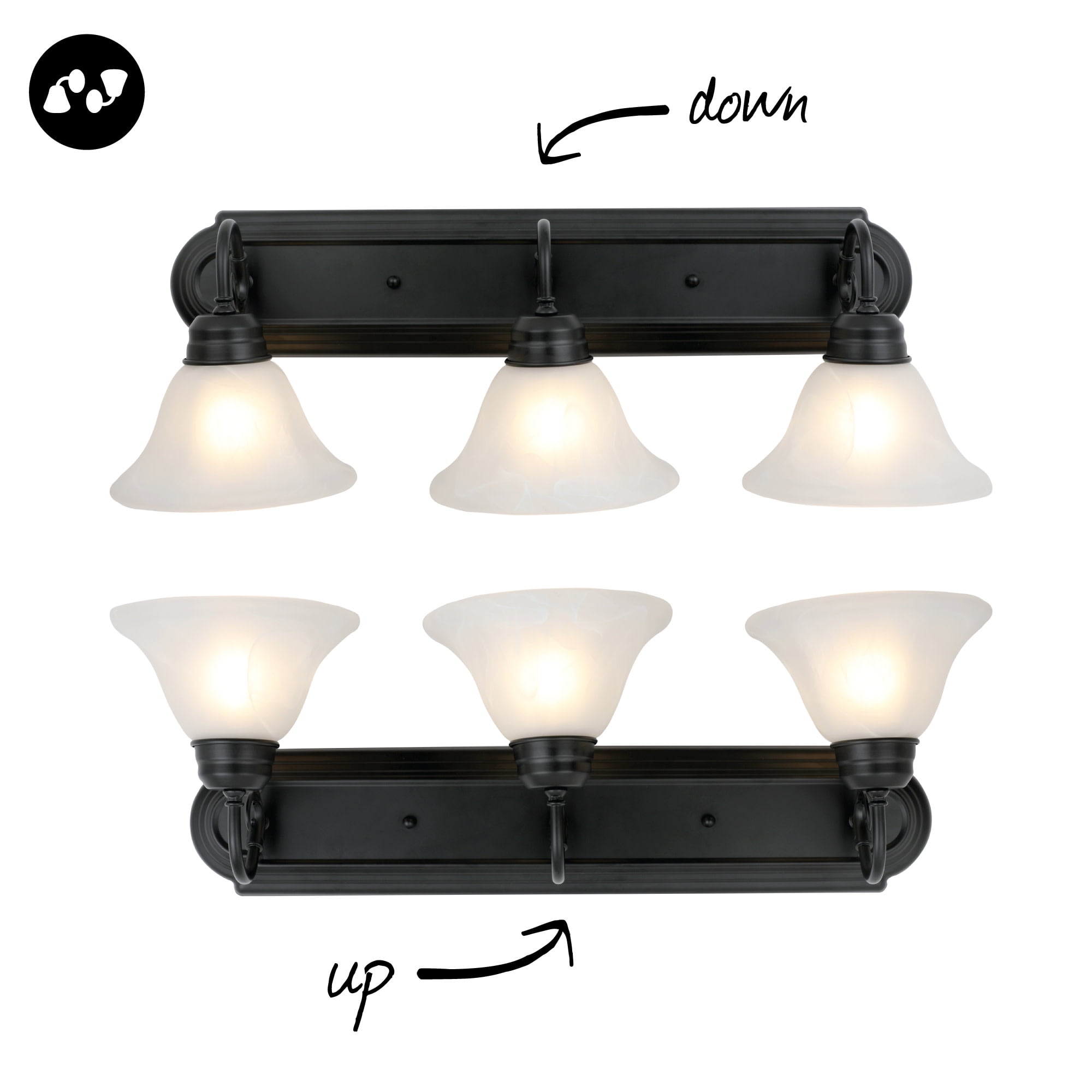 Design House Millbridge 3-Light Dimmable Wall or Vanity Light, Matte Black