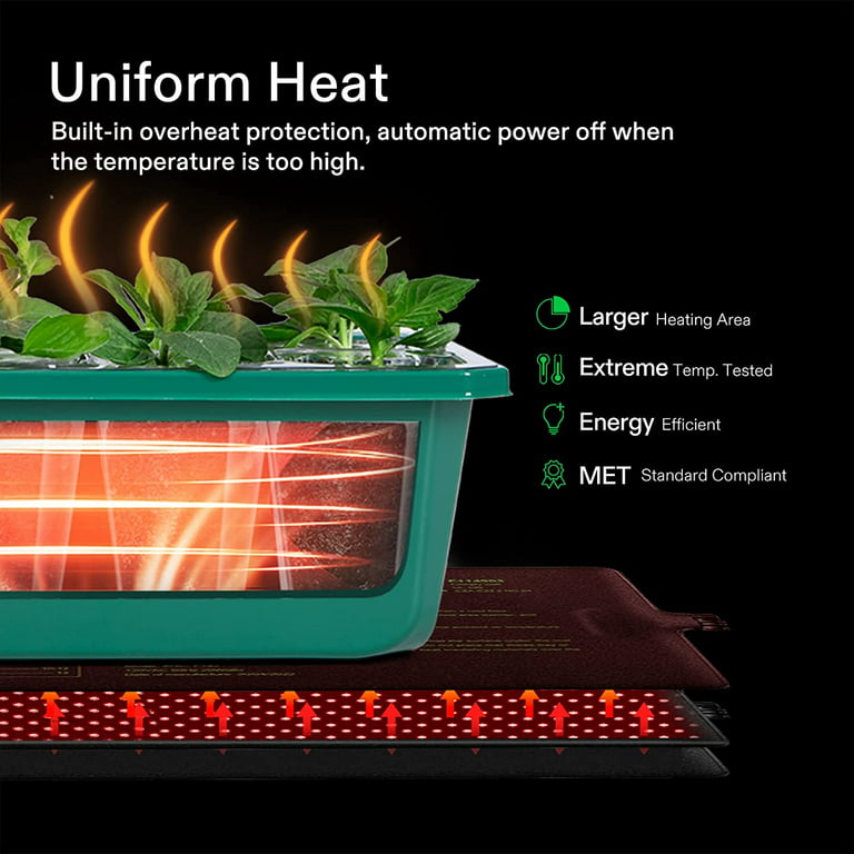 VIVOSUN 2 Pack Durable Waterproof Seedling Heat Mat Warm Hydroponic Heating  Pad 10 x 20.75 Inch 