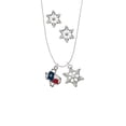 thumbnail image 2 of Delight Jewelry Silvertone Texas Outline with Flag Silver tone Snowflake Charm Necklace and Stud Earrings, 2 of 4