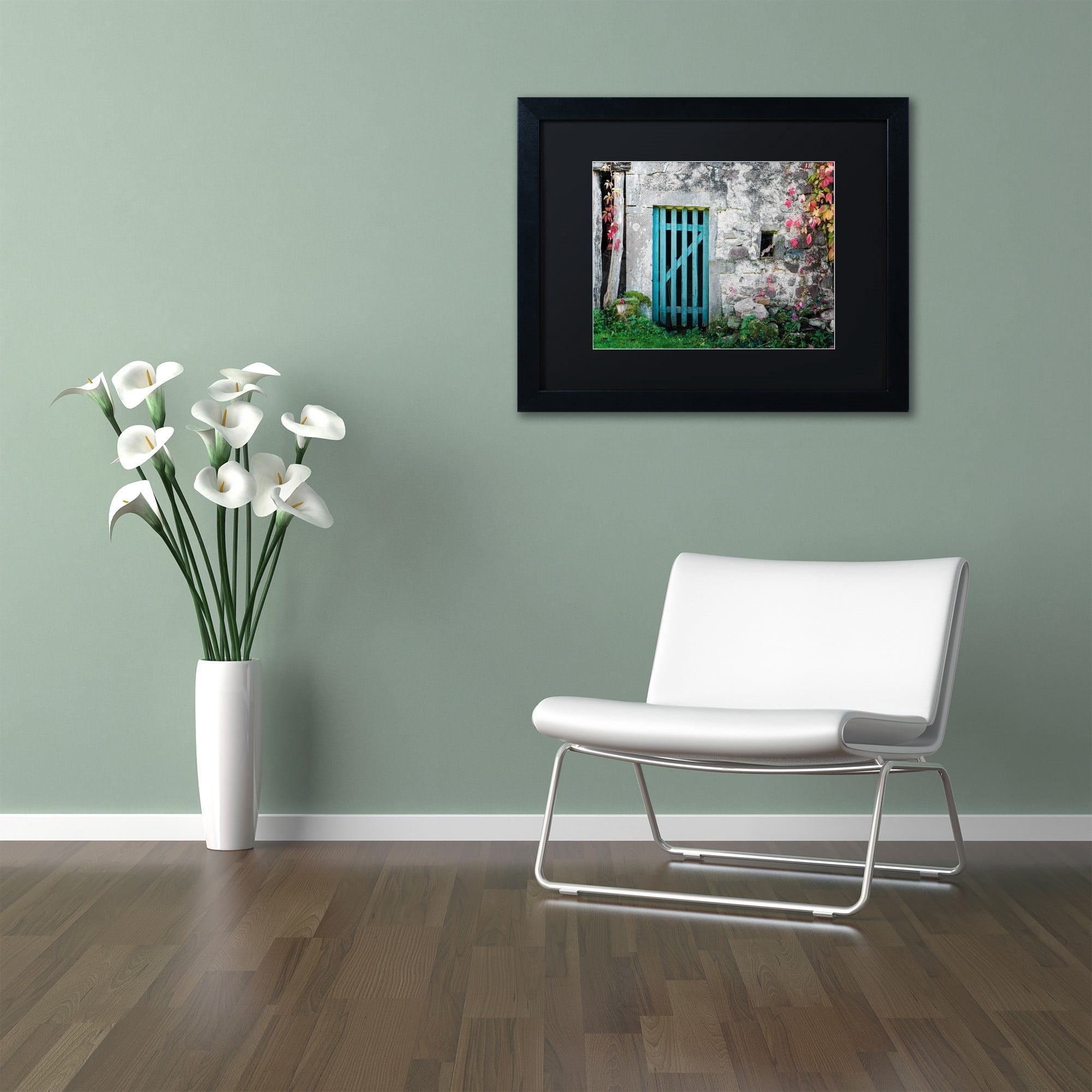 Trademark Fine Art "The Old Wooden Door" Canvas Art by Philippe Sainte-Laudy Black Matte, Black Frame