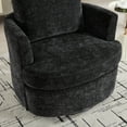 thumbnail image 4 of Dtwnek Swivel Accent Chair with Metal Base, Upholstered Armchair Club Chair for Living Room, Bedroom, Office, Black, 4 of 10