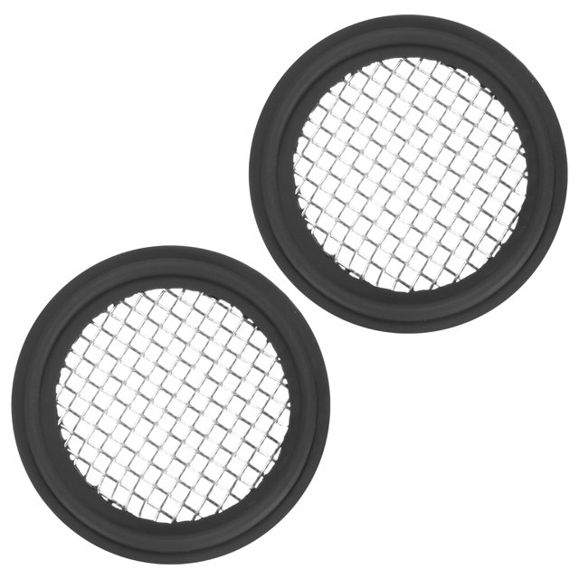 Uxcell 2-Pack 10 Mesh Junta Sanitaria FKM de 1.5 Pulgadas con Pantalla de Acero Inoxidable Junta Tri-clover Negra