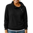 thumbnail image 2 of SYwaren Women's Chic Pullover Solid Color Lapel Button Front Long Sleeve No Hood Oversized Casual Fashion Top, 2 of 6