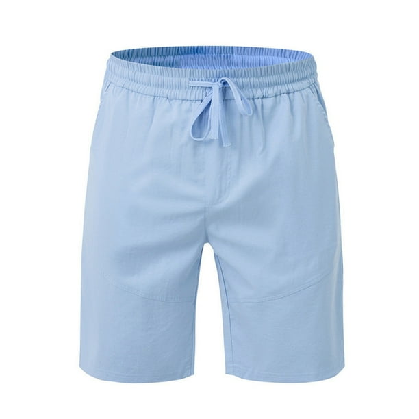 Pantalones cortos ligeros y holgados para hombre: color liso, transpirables, ocio/playa, primavera/verano