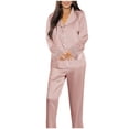thumbnail image 1 of Gibobby camisón de manga larga para mujer. Cárdigan de algodón para primavera, otoño e invierno, pantalones de manga larga tejidos de Color sólido, traje para el (Rosa, M), 1 of 5